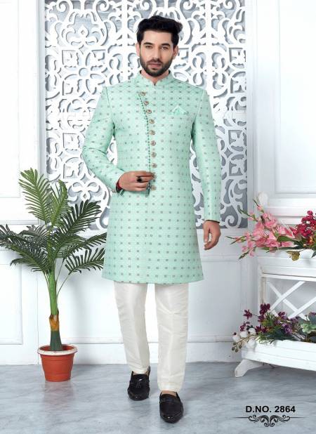 Green Colour Party Wear Mens Desginer Indo Western Wholesale Market In Surat 2864