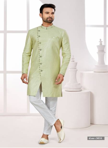 Green Colour Party wear Exclusive Indo Western Mens wear Catalog 3031