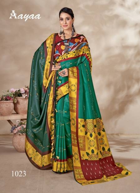 Green Colour Pashmina Vol 3 By Aayaa Pashmina Designer Saree Catalog 1023