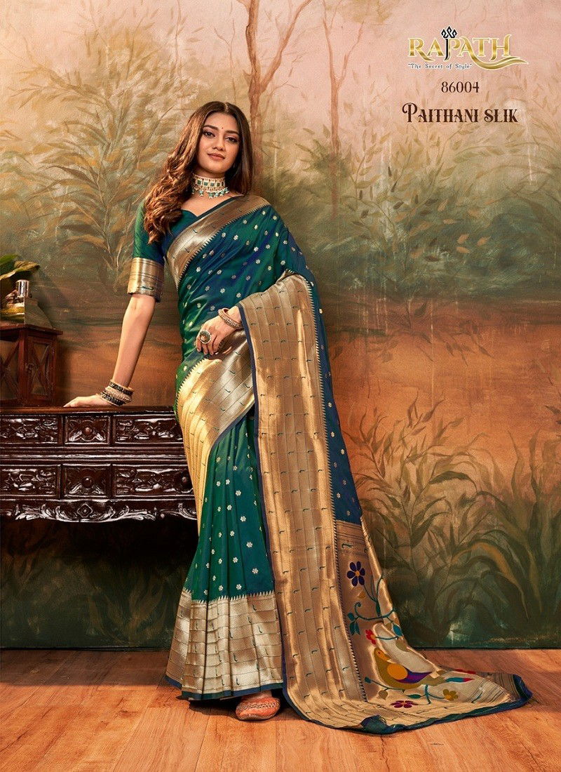 Green Colour Pavitra Paithani Silk By Rajpath Silk Wedding Saree Orders In India 86004