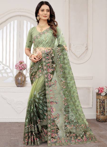 Green Colour Perfect Glow Nari Fashion Colors Wedding Sarees Catalog 6833