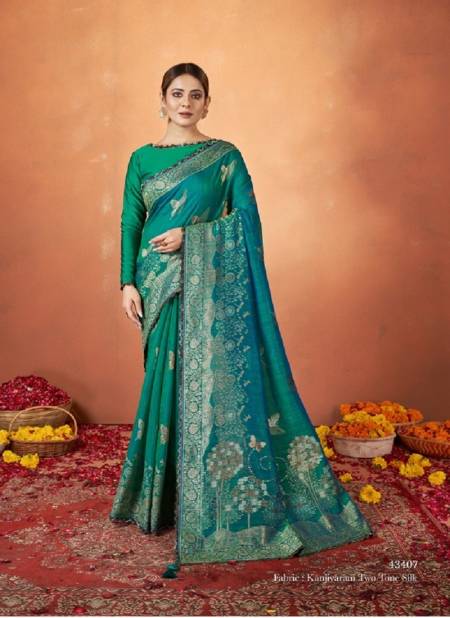 Green Colour Pradha By Mahotsav Silk Party Wear Designer Saree Catalog 43407