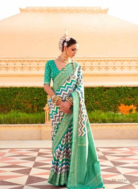 Green Colour Pratha By Trirath P.V Silk Foil Printed Casual Wear Saree Suppliers In India TR-10239