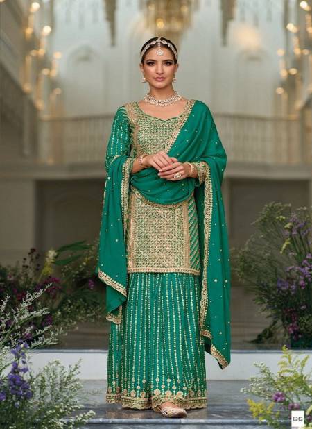 Green Colour Preet By Zaveri Premium Silk With Embroidery Work Readymade Suit Catalog 1242