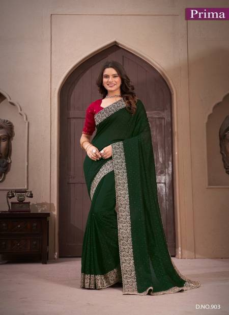 Green Colour Prima 901 To 908 Vichitra Blooming Party Wear Saree Wholesale Market In Surat 903