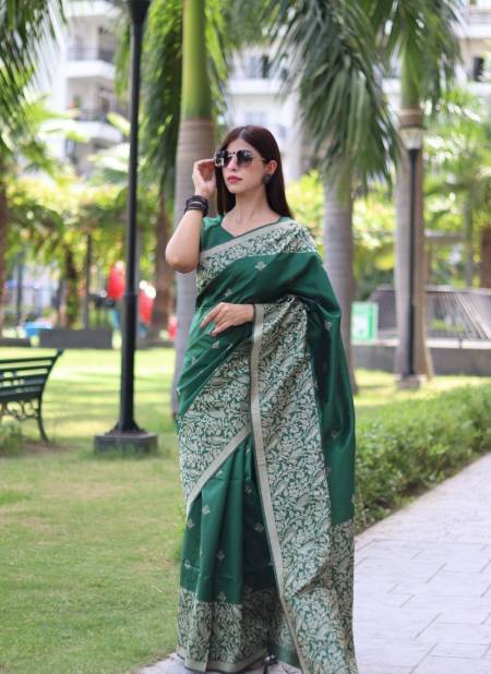 Green Colour RF Veena Handloom Raw Silk Designer Sarees Wholesale Shop In Surat RF27547