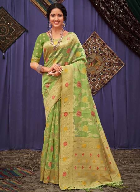 Green Colour Raag Sutra Wholesale Designer Ethnic Wear Printed Saree Catalog 3395