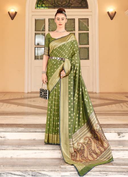 Green Colour Raaga Silk 129001 To 129006 By Rajpath Printed Sarees Catalog 129003