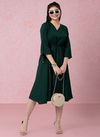 Green Colour Raisin American Crepe Party Wear Western Midi Dress Catalog OLRF0040
