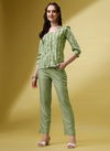 Green Colour Raisin Cotton Printed Cord Set Western Catalog OLCOD0010