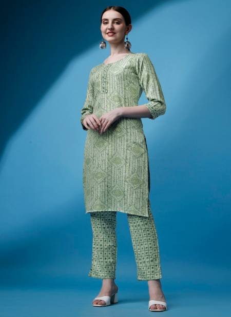 Green Colour Raisin Magic Rayon Daily Wear Designer Kurti With Bottom Catalog OLSET0008