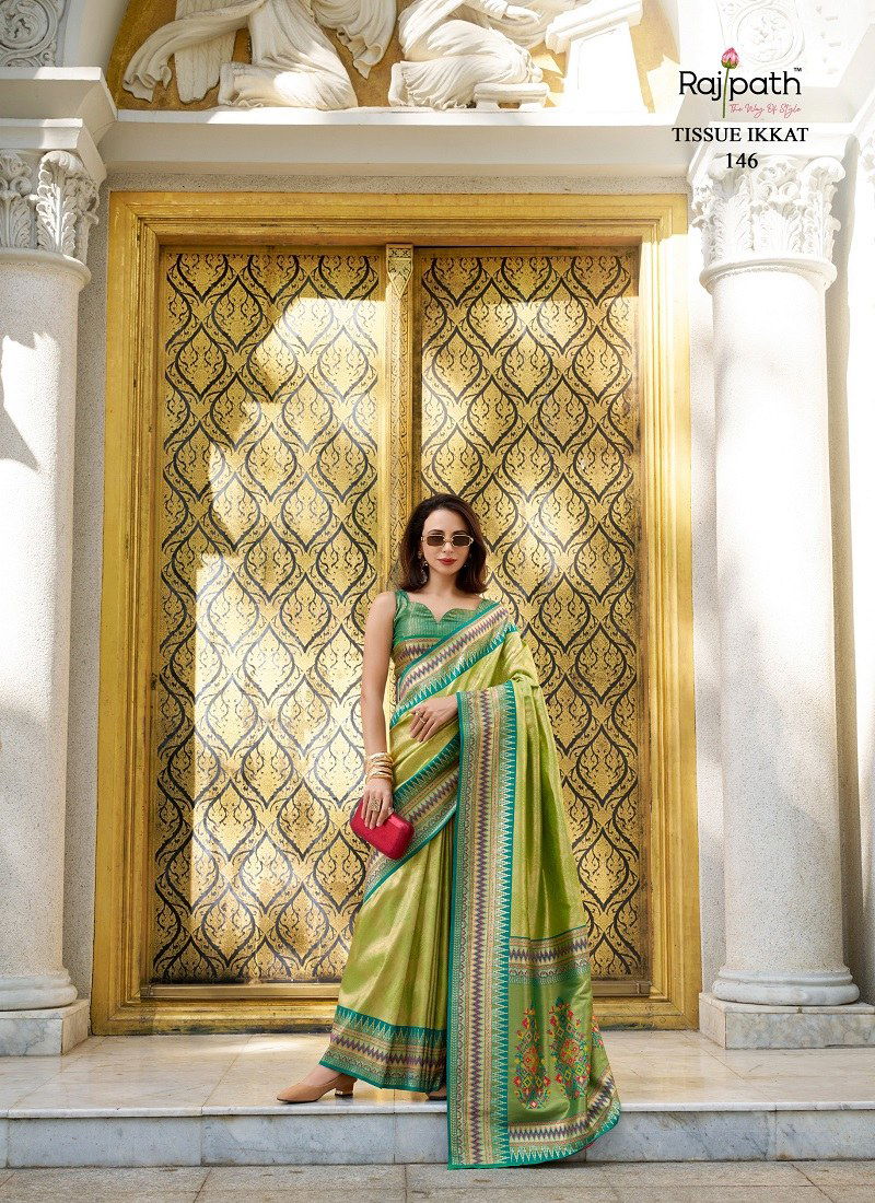 Green Colour Rajmata By Rajpath Tissue silk Designer Wear Saree Wholesale Market In Surat 146