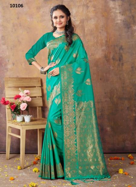 Green Colour Rajvanshi By Sangam Banarasi Silk Saree Catalog 10106
