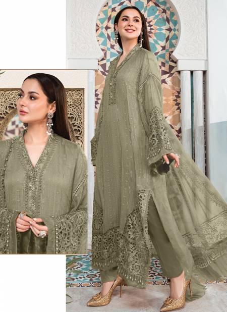 Mehendi Colour Ramsha 576 NX R 576B TO R 576E Wholesale Pakistani Suits Catalog 576 B