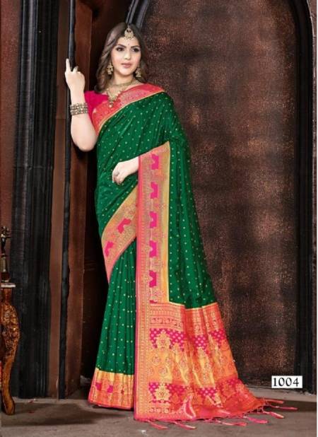 Green Colour Rani Sahiba By Bunawat Silk Wedding Ladies Sarees Wholesale Market In Surat 1004