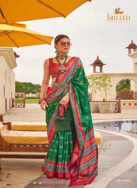 Green Colour Rasam Patola By Trirath Sigma Silk Designer Saree Catalog 10163