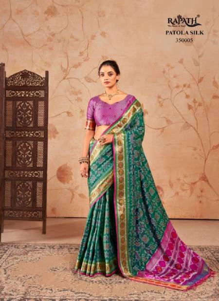 Green Colour Ridhhi-Siddhi By Rajpath Patola Silk Ocassion Sarees Exporters In India 350005