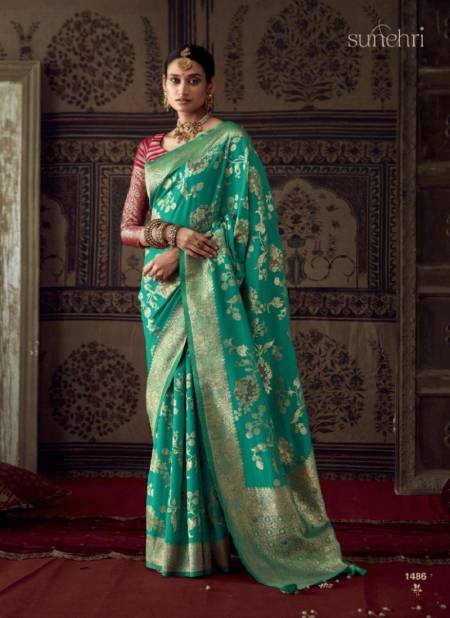 Green Colour Roop Kala By Kimora Crepe Georgette Wedding Wear Designer Saree Catalog 1486