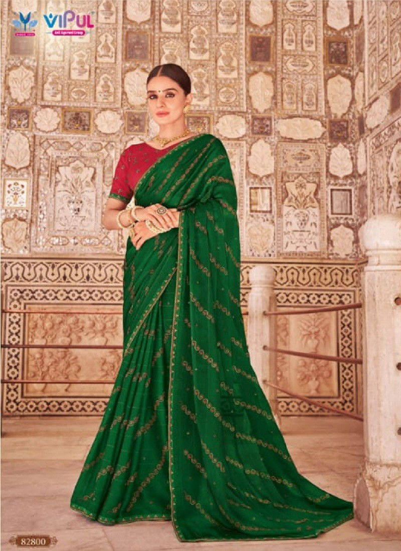 Green Colour Roshni Vol 2 By Vipul Chiffon Wholesale Sarees In India 82800