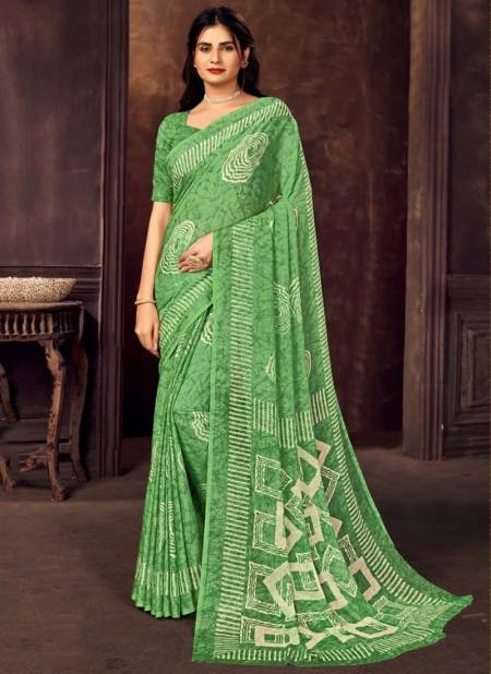 Green Colour Ruchi Star Chiffon 73 Edition Regular Wear Wholesale Printed Sarees 15701-A