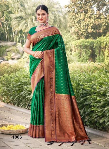 Green Colour Rutprabha Silk By Bunawat Silk Wedding Wear Sarees Wholesale Market In Surat 1006