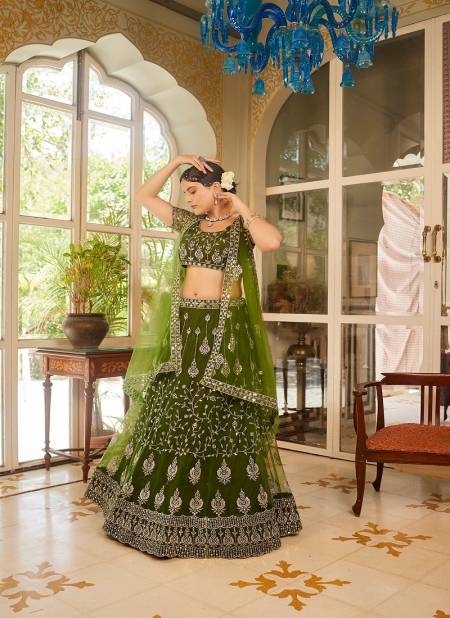 Green Colour SS 160 To 165 Wedding Wear Designer Net Lehenga Choli Wholesale Suppliers in Mumbai 1880