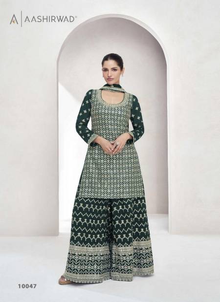 Green Colour Saachi By Aashirwad Designer Chinon Silk Readymade Suits Wholesalers In Delhi 10047