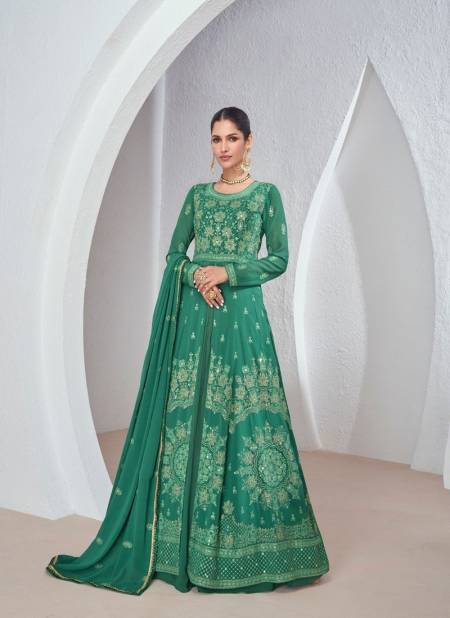 Green Colour Sabina By Aashirwad Silk And Georgette Readymade Suits Surat Wholesale Market 9949