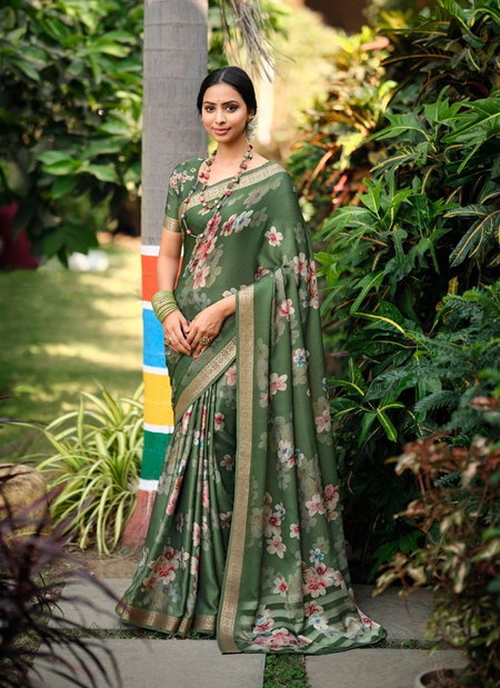 Green Colour Sahar By Sr Viscose Printed Saree Wholesale Shop In Surat 1008