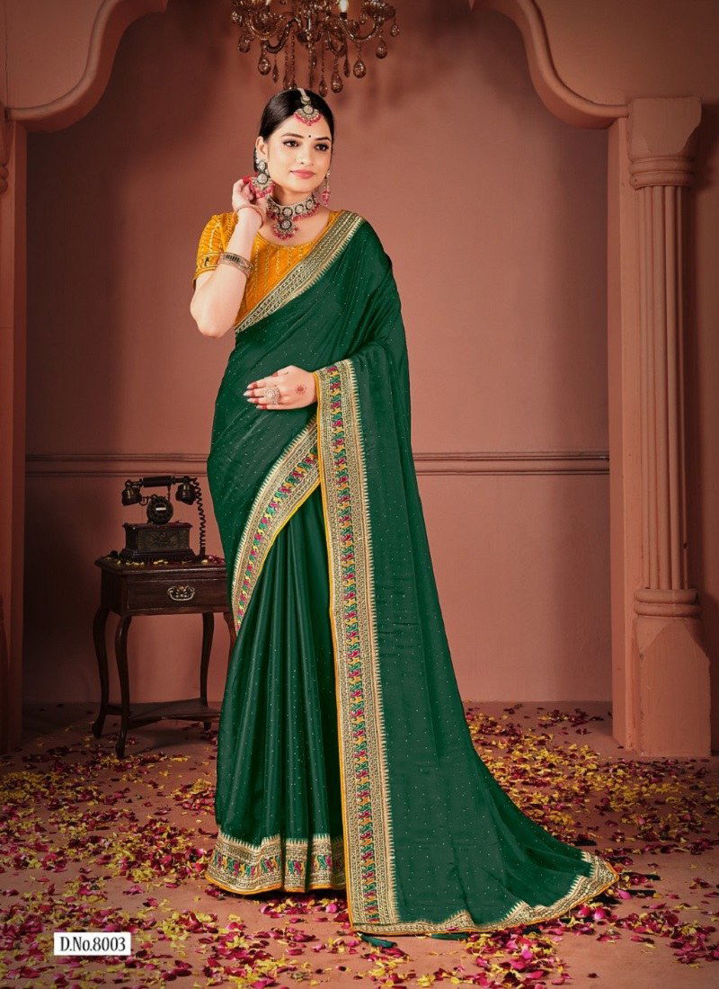 Green Colour Sakhi By Suma Black Rangoli Designer Party Wear Saree Wholesale Online 8003