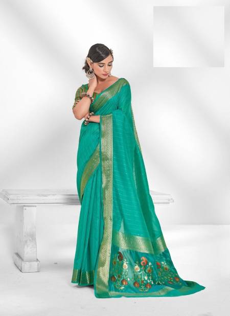 Green Colour Salsaa Cotton By Rajpath Designer Sareee Catalog 137001