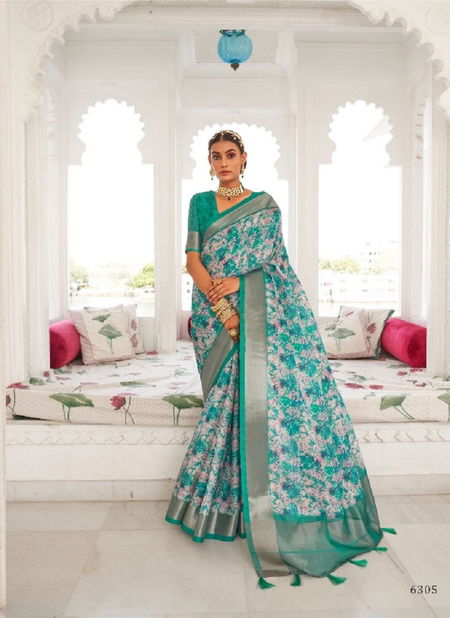 Green Colour Sampada By Pankh Printed Saree Catalog 6305 Catalog