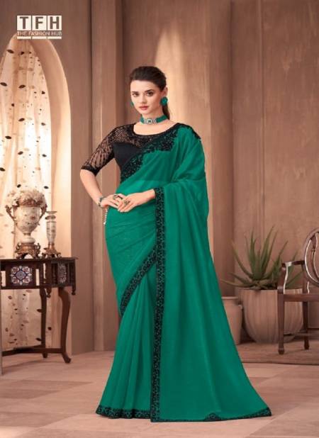 Green Colour Sandalwood 1101 By TFH Silk Designer Party Wear Saree Wholesale Online SW-1101-C