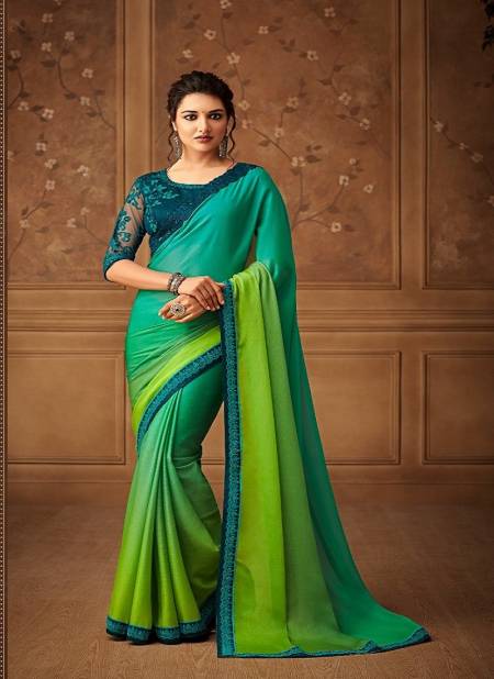 Green Colour Sandalwood By Tfh Miracle Silk Designer Saree Catalog 518