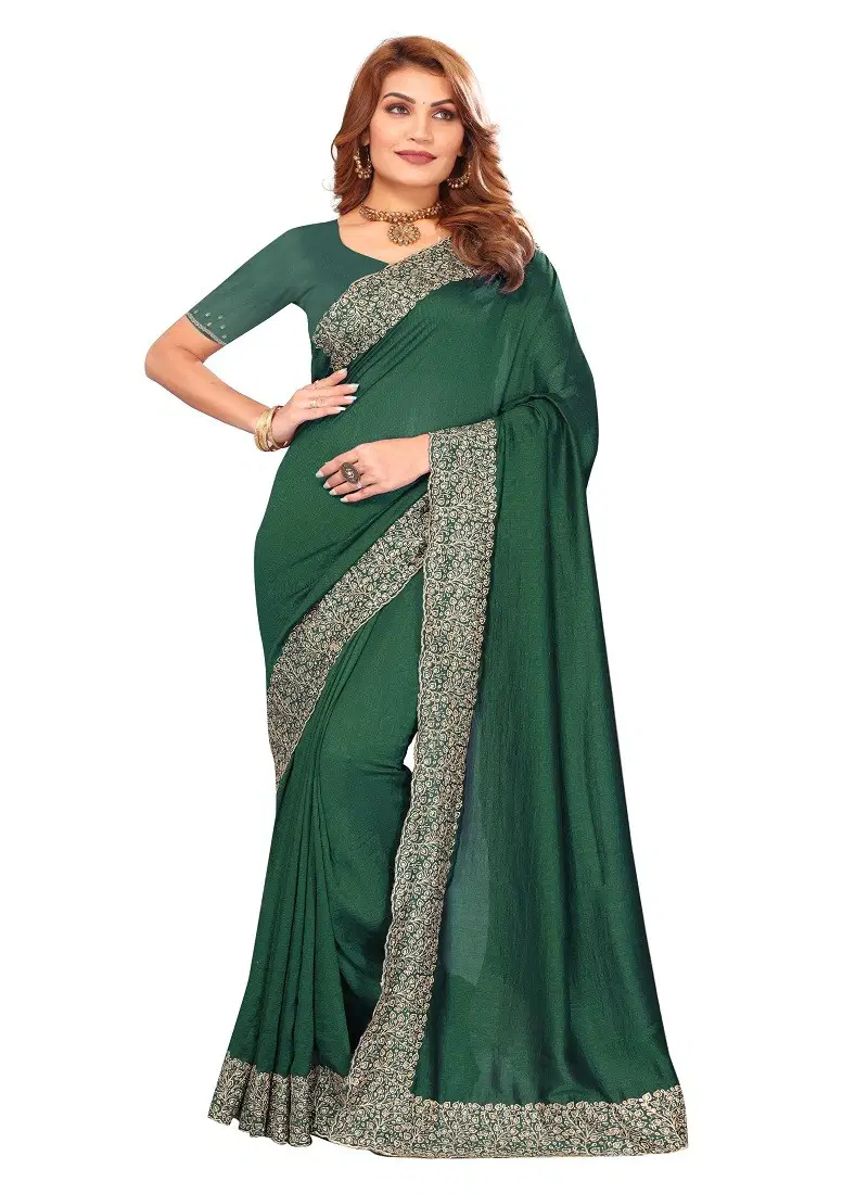 Green Colour Sanskriti By Utsav Nari Vichitra Blooming Embroidery Wholesale Online 2427