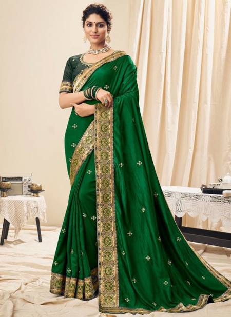 Green Colour Sargam Designer Wholesale Wedding Wear Saree Catalog 3803