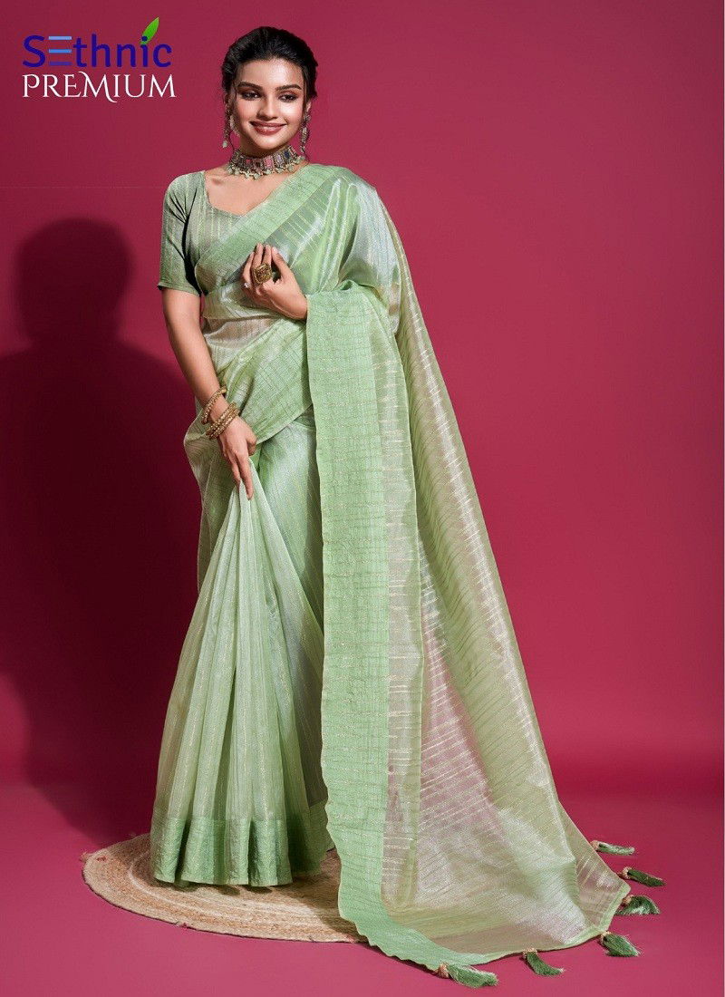 Green Colour Satva By Sethnic Dense Woven Organza Sarees Wholesale Shop In Surat Satva 29005