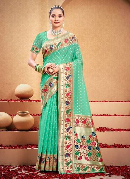 Green Colour Shahi Cotton 1001 TO 1006 Series By Bunawat Cotton Sarees Wholesale Online 1002