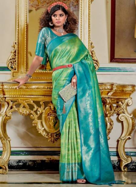 Green Colour Shamiyana The Fabrica Exclusive Wear Wholesale Banarasi Silk Sarees Catalog 7004