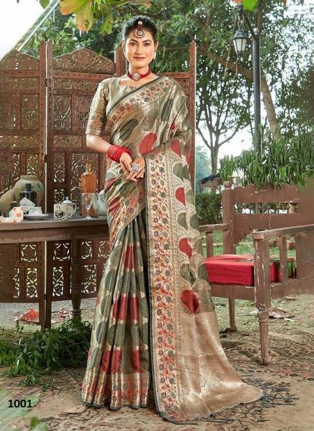 Green Colour Sheesha By Sangam Wedding Saree Catalog 1001