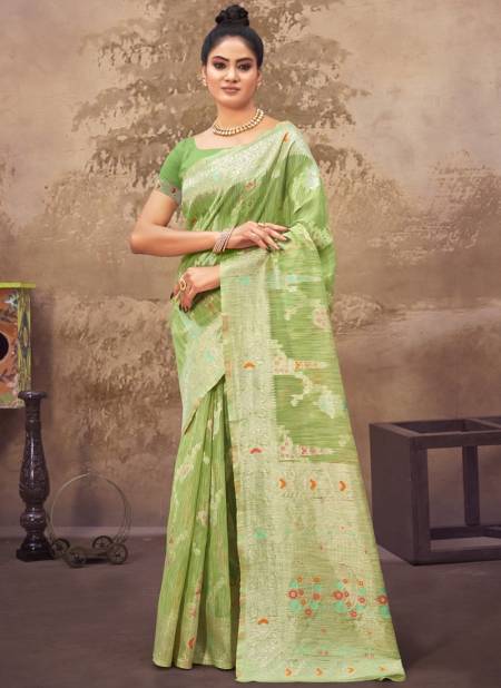 Green Colour Shipra Printed Wholesale Cotton Silk Sarees Catalog 3165