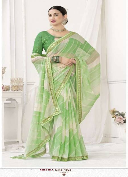 Green Colour Shivika By Shubh Shree Chiffon Designer Saree Catalog 1003
