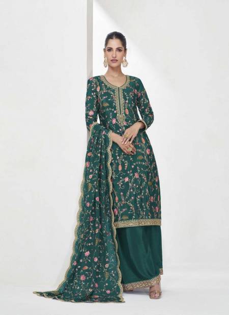 Green Colour Shreya By Aashirwad Premium Chinnon Silk Readymade Suits Wholesale Online 10018