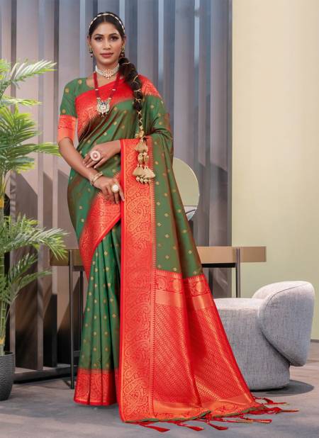 Green Colour Silk N Silk 14001 To 14006 Designer Saree Catalog 14006