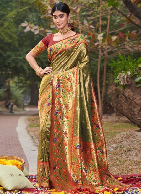 Green Colour Sonapari Sangam Wedding Wear Wholesale Silk Sarees Catalog 10002