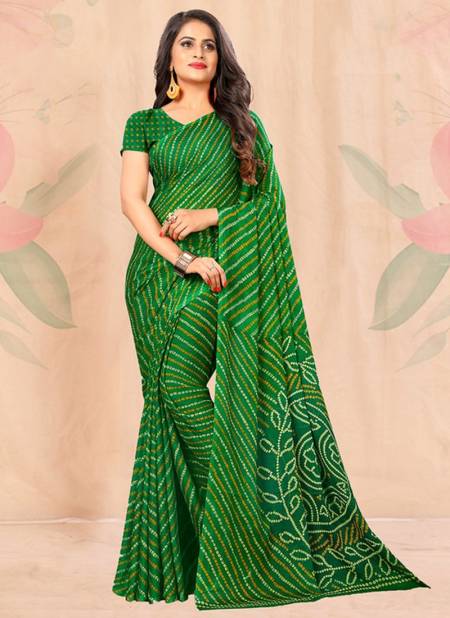 Green Colour Star Chffon Wholesale Daily Wear Chiffon Sarees Catalog 12825 D