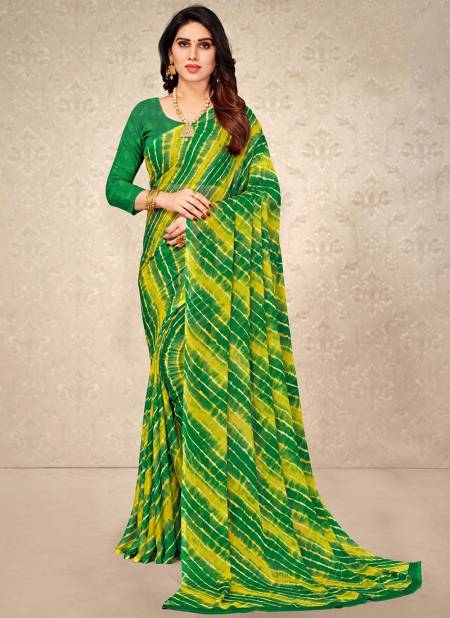 Green Colour Star Chiffon Wholesale Printed Daily Wear Saree Catalog 15808 D