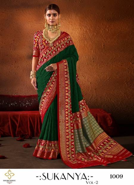 Green Colour Sukanya Vol 2 By Shubh Shree Georgette Silk Chickankari Saree Wholesale Online 1009