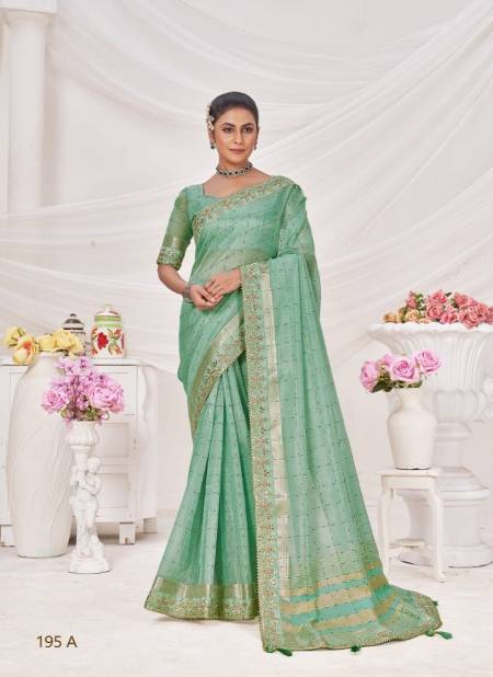 Green Colour Sumitra 195 A To H Banarasi Jari Silk Designer Bulk Saree Orders In India 195 A