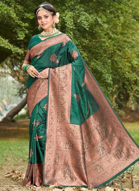 Green Colour Sungrace Sangam Festive Wear Wholesale Silk Sarees Catalog 10013